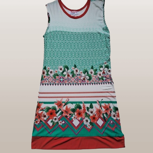 Vestido curto de malha estampada sem mangas tamanho M