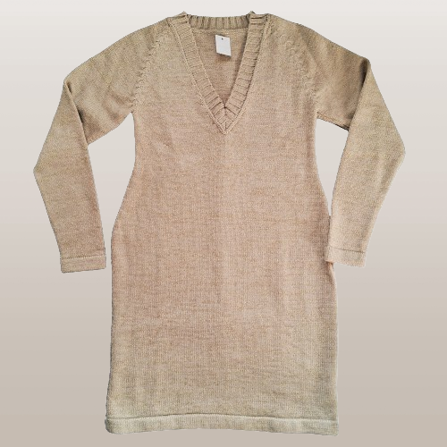 Vestido de tricô manga longa